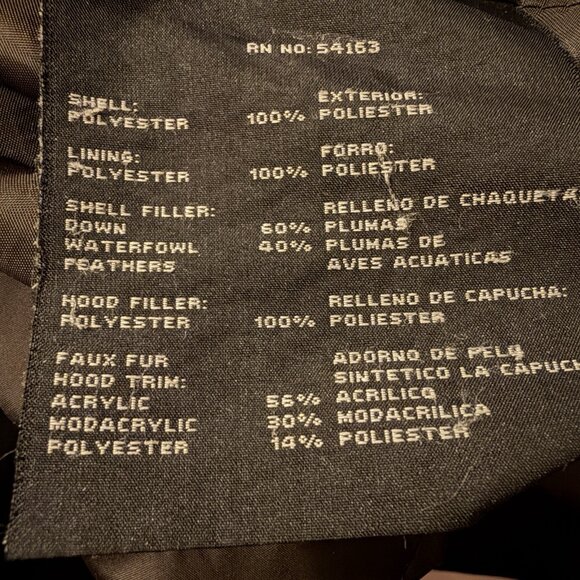 Marc New York Women Dark Brown Full Zip Down Parka Jacket XL Missing Hood & Belt - Picture 5 of 9